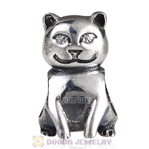 Antique Sterling Silver Cat Charm Beads European Style