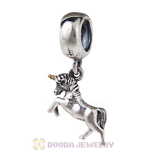 Antique Sterling Silver Dangle Unicorn Charm European Style