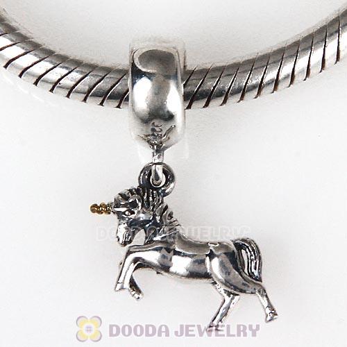 Antique Sterling Silver Dangle Unicorn Charm European Style