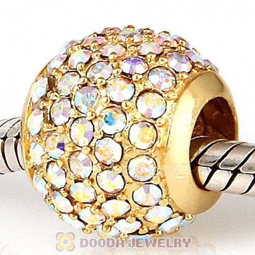 Gold Plated Sterling Pave Lights with Crystal AB Austrian Crystal Charm