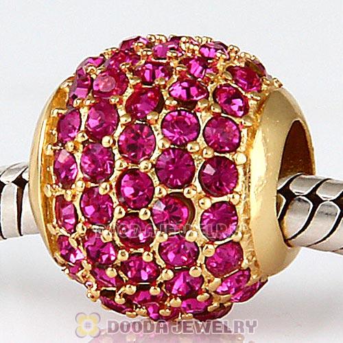 Gold Plated Sterling Pave Lights with Fuchsia Austrian Crystal Charm