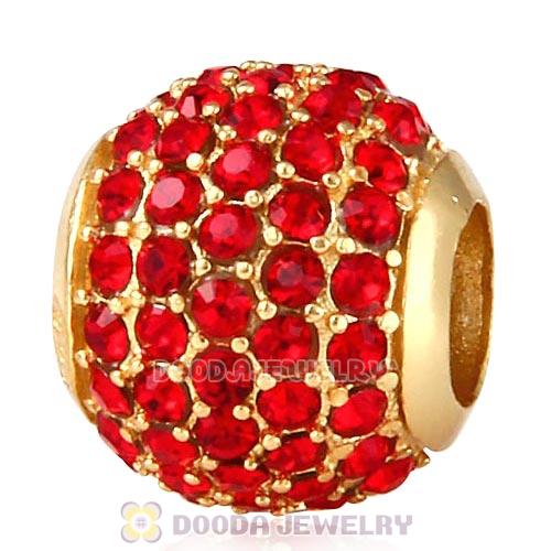 Gold Plated Sterling Pave Lights with Light Siam Austrian Crystal Charm