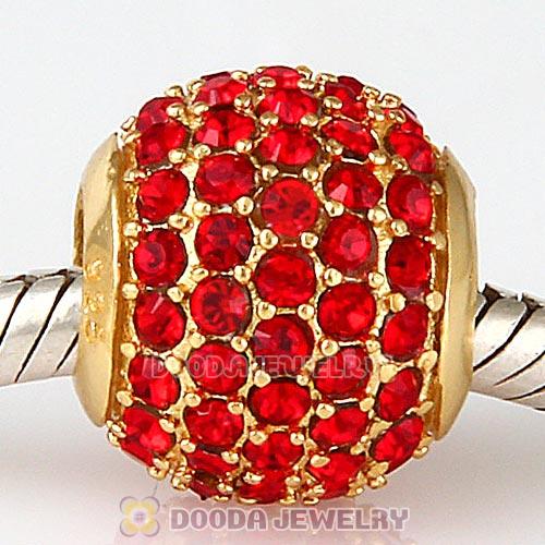 Gold Plated Sterling Pave Lights with Light Siam Austrian Crystal Charm