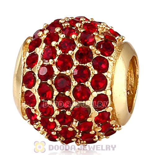 Gold Plated Sterling Pave Lights with Siam Austrian Crystal Charm