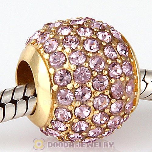 Gold Plated Sterling Pave Lights with Light Amethyst Austrian Crystal Charm