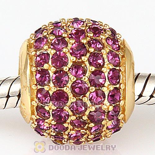 Gold Plated Sterling Pave Lights with Amethyst Austrian Crystal Charm