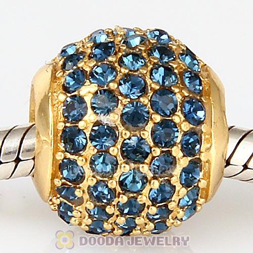 Gold Plated Sterling Pave Lights with Montana Austrian Crystal Charm