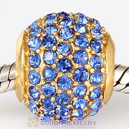 Gold Plated Sterling Pave Lights with Sapphire Austrian Crystal Charm