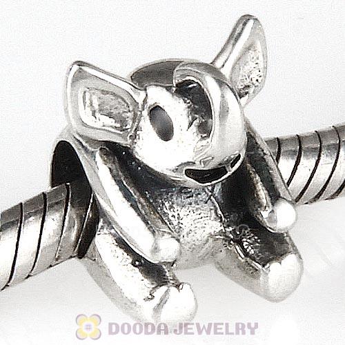 Antique Sterling Silver Elephant Charm Beads European Style