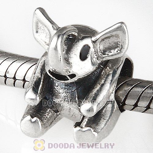 Antique Sterling Silver Elephant Charm Beads European Style