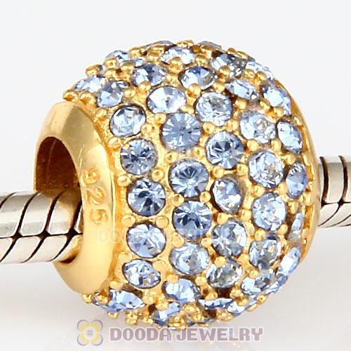 Gold Plated Sterling Pave Lights with Light Sapphire Austrian Crystal Charm