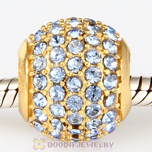 Gold Plated Sterling Pave Lights with Light Sapphire Austrian Crystal Charm