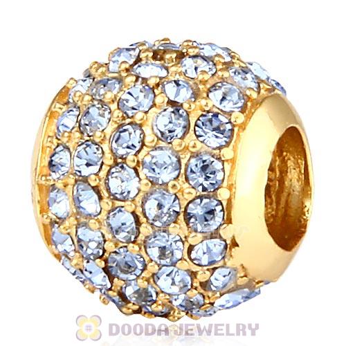 Gold Plated Sterling Pave Lights with Light Sapphire Austrian Crystal Charm