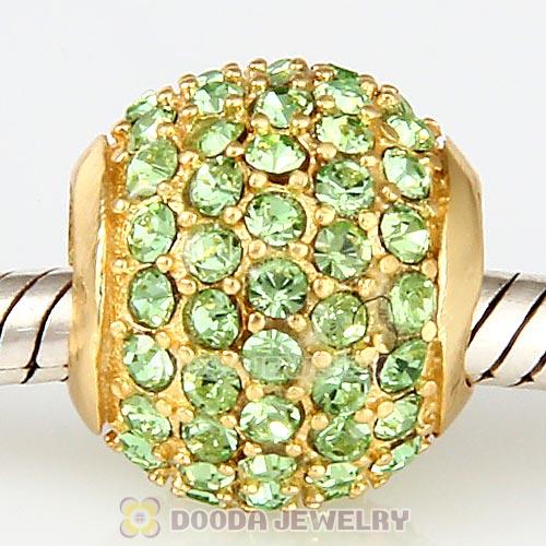 Gold Plated Sterling Pave Lights with Peridot Austrian Crystal Charm