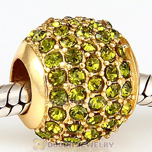 Gold Plated Sterling Pave Lights with Olivine Austrian Crystal Charm