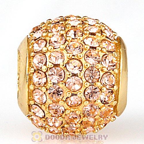 Gold Plated Sterling Pave Lights with Light Peach Austrian Crystal Charm