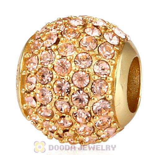 Gold Plated Sterling Pave Lights with Light Peach Austrian Crystal Charm