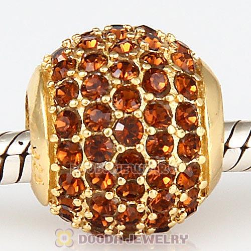 Gold Plated Sterling Pave Lights with Smoked Topaz Austrian Crystal Charm