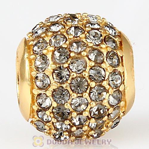 Gold Plated Sterling Pave Lights with Black Diamond Austrian Crystal Charm