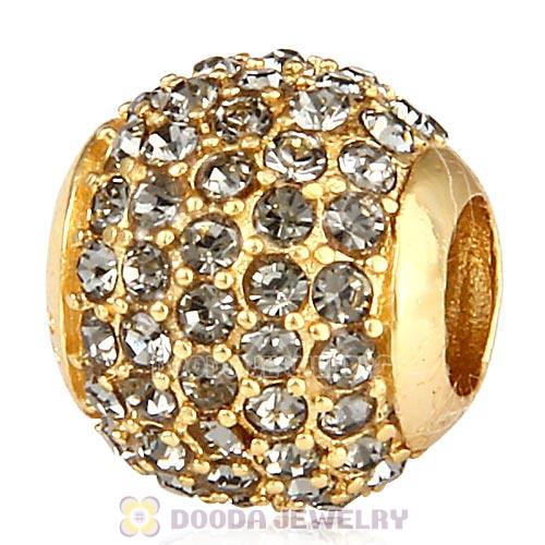 Gold Plated Sterling Pave Lights with Black Diamond Austrian Crystal Charm