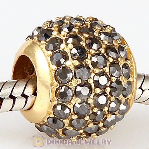 Gold Plated Sterling Pave Lights with Jet Hematite Austrian Crystal Charm