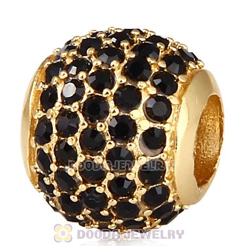 Gold Plated Sterling Pave Lights with Jet Austrian Crystal Charm