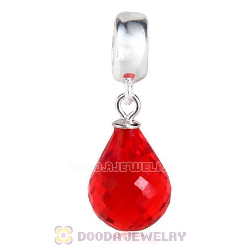 European Sterling Silver Dangle Light Siam Faceted Glass Beauty Charm