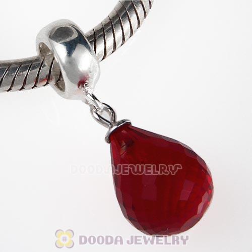 European Sterling Silver Dangle Siam Faceted Glass Beauty Charm