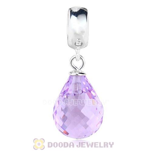 European Sterling Silver Dangle Violet Faceted Glass Beauty Charm
