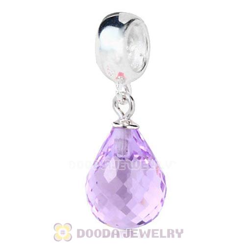 European Sterling Silver Dangle Violet Faceted Glass Beauty Charm