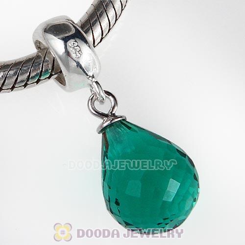 European Sterling Silver Dangle Blue Zircon Faceted Glass Beauty Charm