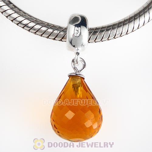 European Sterling Silver Dangle Topaz Faceted Glass Beauty Charm