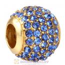 Gold Plated Sterling Pave Lights with Sapphire Austrian Crystal Charm