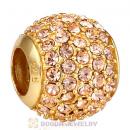 Gold Plated Sterling Pave Lights with Light Peach Austrian Crystal Charm