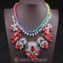 Luxury brand Red and White Crystal Flower Choker Statement Necklaces Wholesale