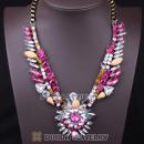 Luxury brand Multicolor Resin Crystal Flower Statement Necklaces Wholesale