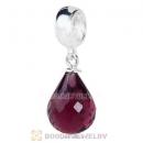 European Sterling Silver Dangle Amethyst Faceted Glass Beauty Charm