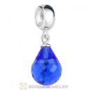 European Sterling Silver Dangle Sapphire Faceted Glass Beauty Charm