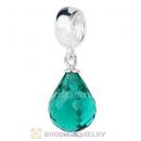 European Sterling Silver Dangle Blue Zircon Faceted Glass Beauty Charm