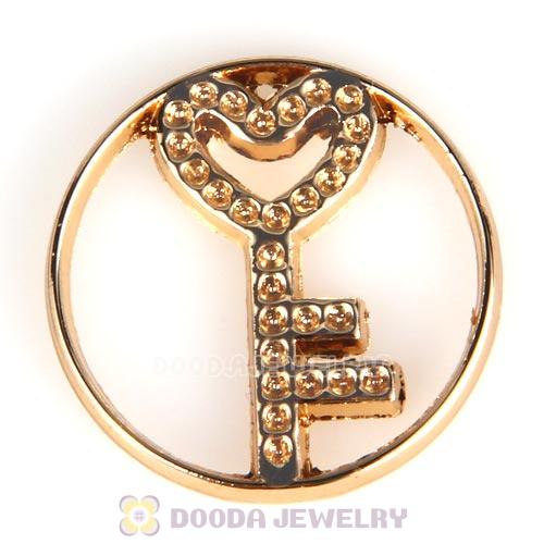 22mm Large Rose Gold Heart Key Alloy Window Plate