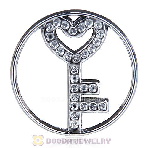 22mm Large Platinum Heart Key Alloy Window Plate