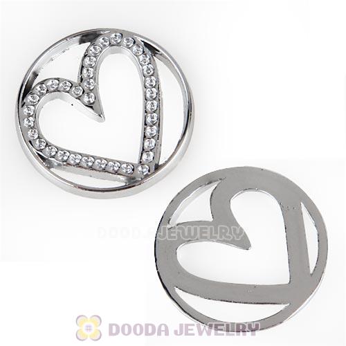22mm Large Platinum Heart Alloy Window Plate