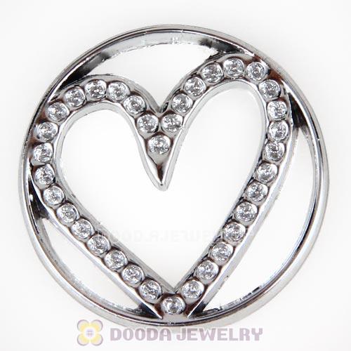 22mm Large Platinum Heart Alloy Window Plate