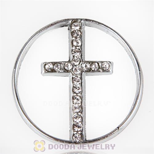 22mm Large Platinum Cross Alloy Window Plate with Crystal