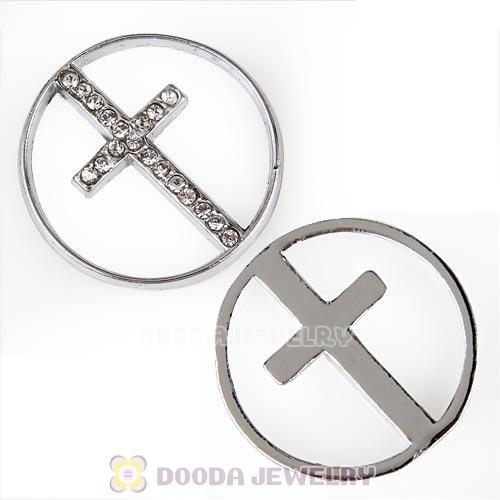 22mm Large Platinum Cross Alloy Window Plate with Crystal