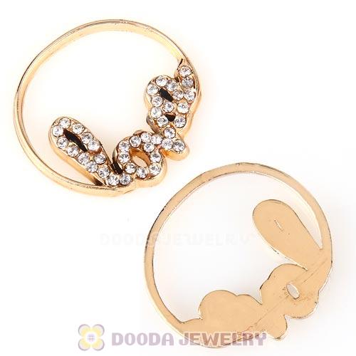 22mm Large Rose Gold Love Alloy Window Plate with Crystal