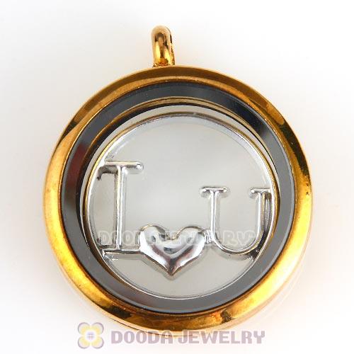 22mm Large Platinum I LOVE U Alloy Window Plate