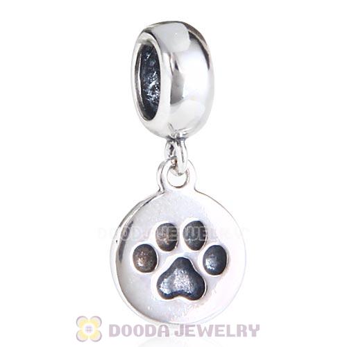 Antique Sterling Silver Dangle Paw Charm Beads European Style