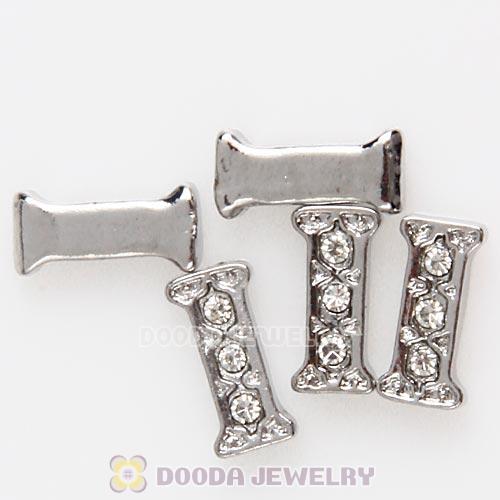 Platinum Plated Alloy Letter I with Crystal Floating Locket Charms Wholesale