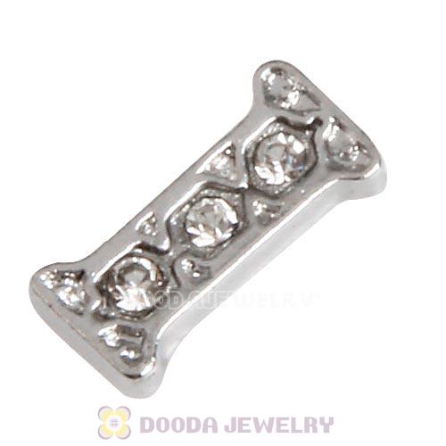 Platinum Plated Alloy Letter I with Crystal Floating Locket Charms Wholesale